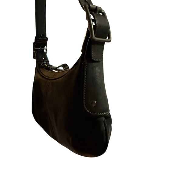 Coach A04K-6671 Hobo Shoulder Bag Pochette Black Nylon/Leather Strap/Trim - Picture 7 of 16